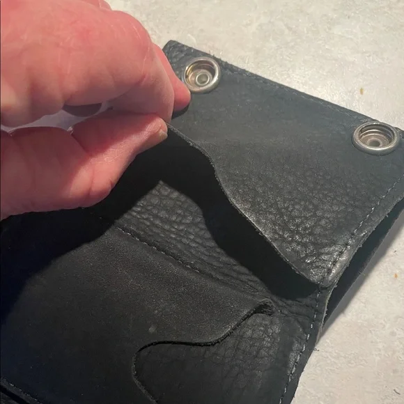 Vintage Biker Black Leather Chain Wallet - Picture 9 of 9
